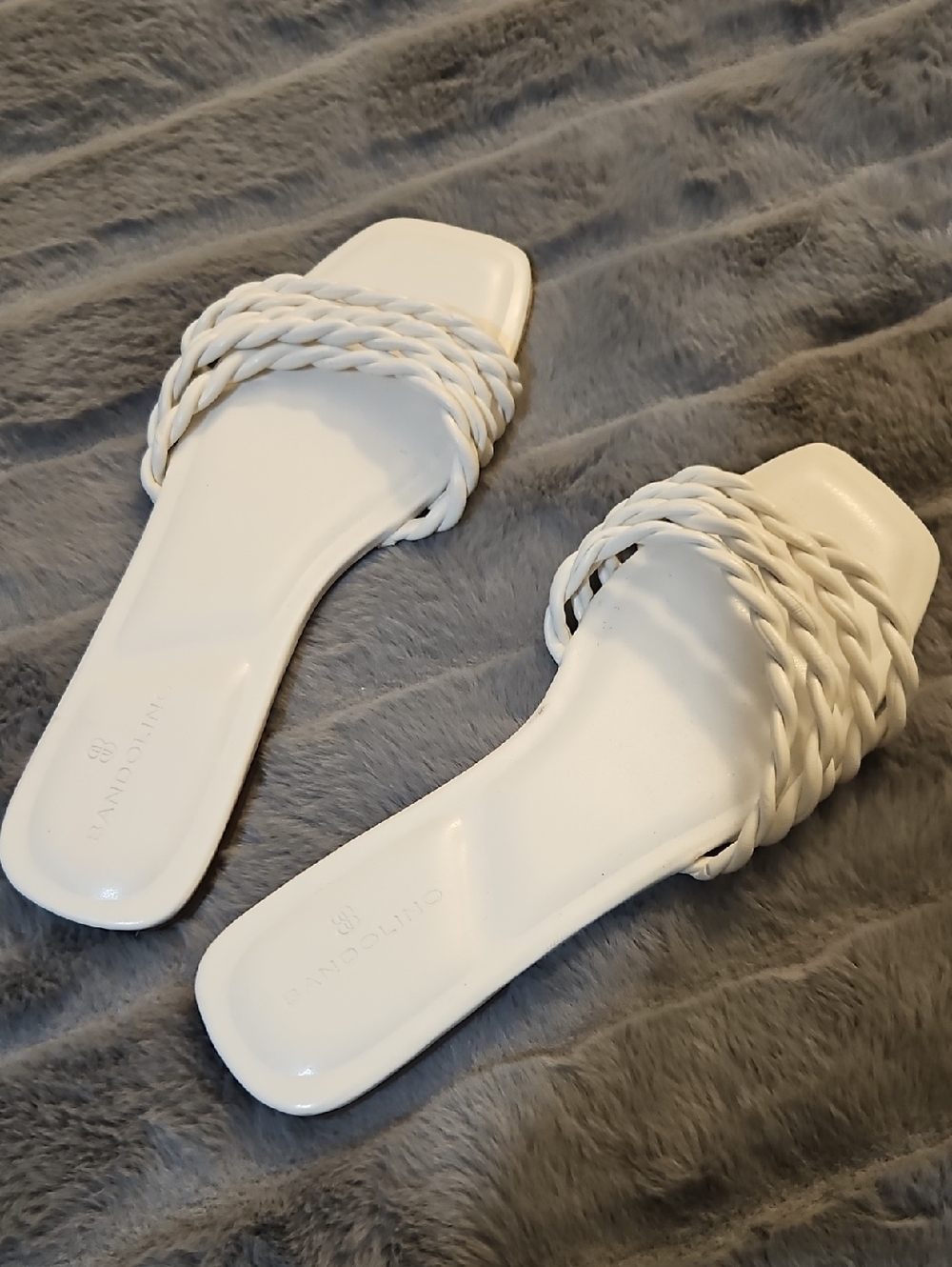 White Braided Slide Sandals - Bandalino Women’s Slip-On